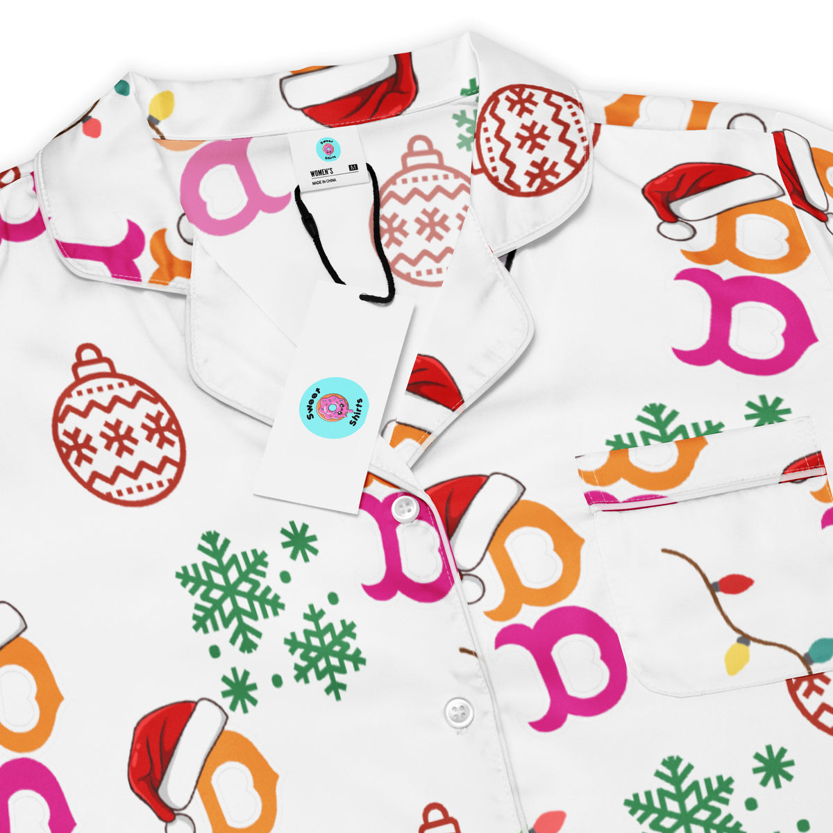 Boston B Satin Christmas Pajama Top