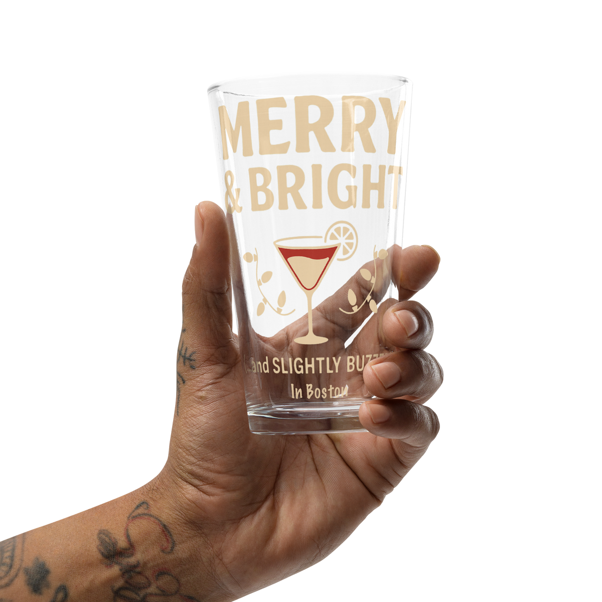 Merry & Bright Christmas Pint Glass